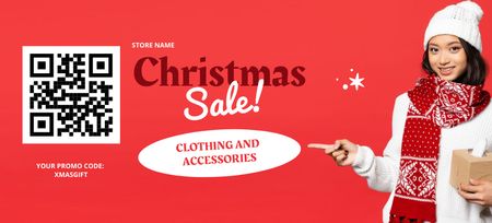 Christmas Clothing and Accessories Sale Offer Coupon 3.75x8.25in Design Template