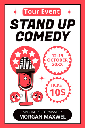 Plantilla de diseño de Ilustración de micrófono rojo para programa de comedia Tumblr 