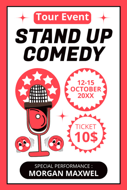 Designvorlage Red Microphone Illustration for Comedy Show für Tumblr