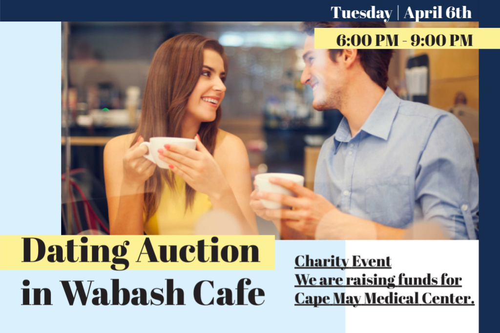 Dating Auction in Cafe Gift Certificate Šablona návrhu