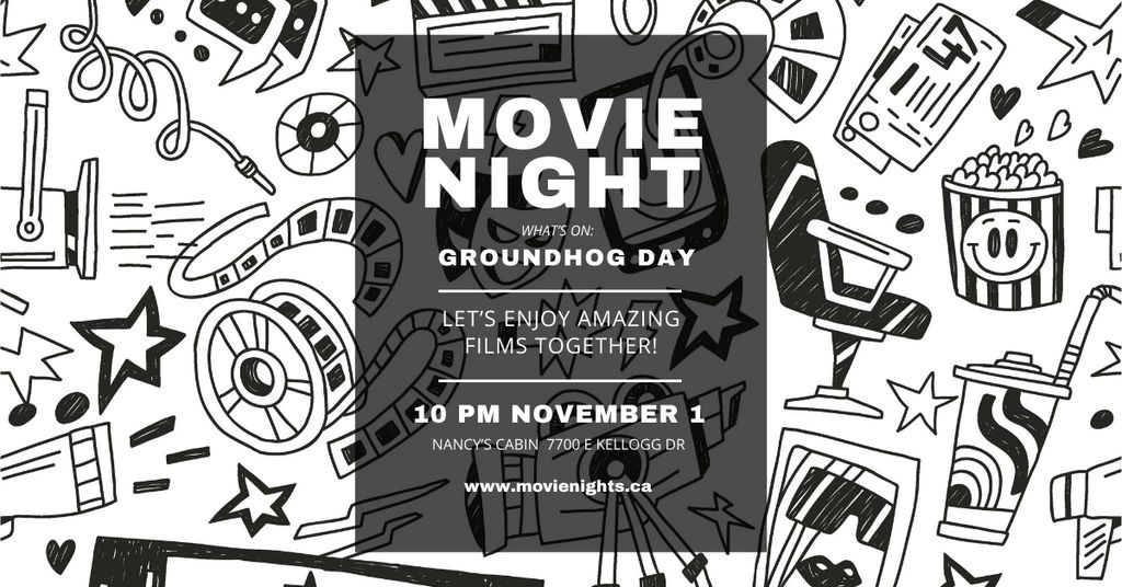 Movie night event Annoucement Facebook AD Modelo de Design
