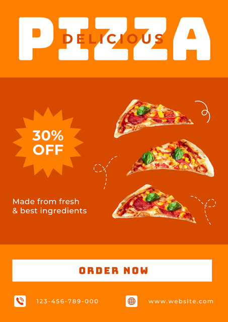 Order Delicious Pizza with Discount Poster Design Template