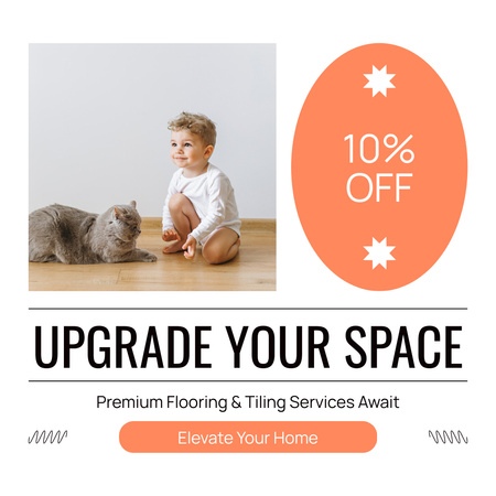 Premium Flooring And Tiling With Discount Animated Post Design Template