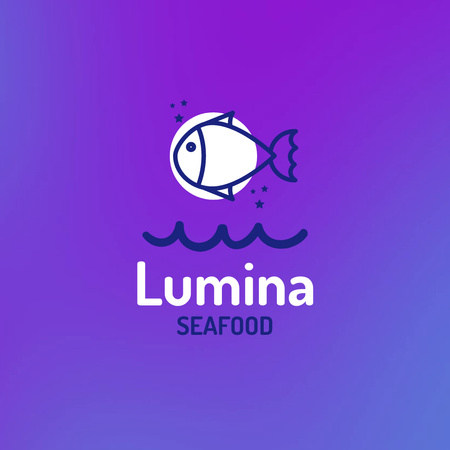 Ocean-fresh Seafood Vendor Promotion In Gradient Animated Logo Design Template