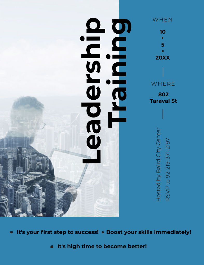 Leadership Course for Businessmen Invitation 13.9x10.7cm Design Template