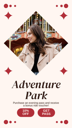 Designvorlage Vergnügungs- und Abenteuerpark mit Rabatt auf den Pass für Instagram Story
