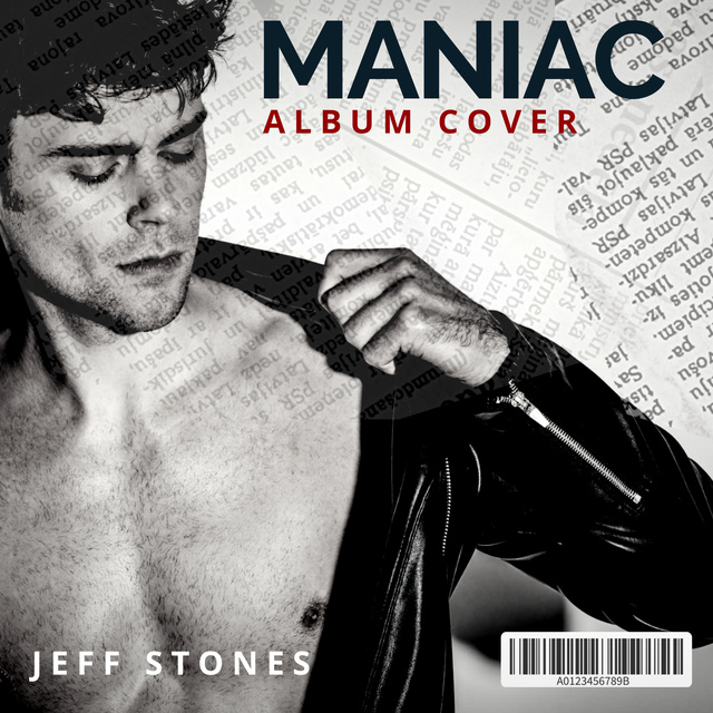 Stylish composition with book sheets and undressing man Album Cover Πρότυπο σχεδίασης