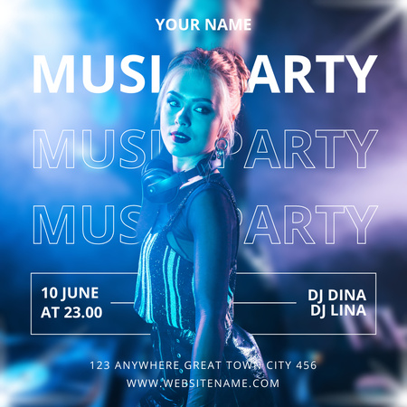 Night Music Party Announcement Instagram Design Template