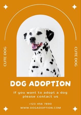 Dog Adoption Ad with Cute Dalmatian Flyer A6 Design Template