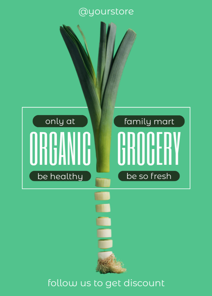 Ontwerpsjabloon van Flayer van Organic Grocery With Fresh Veggies And Discount
