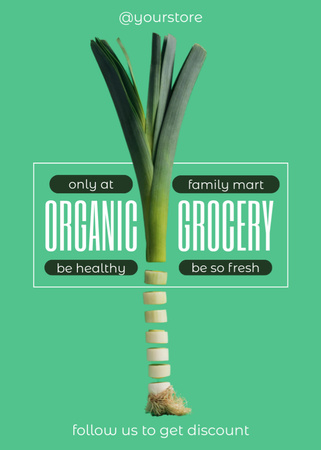 Organic Grocery With Fresh Veggies And Discount Flayer Design Template