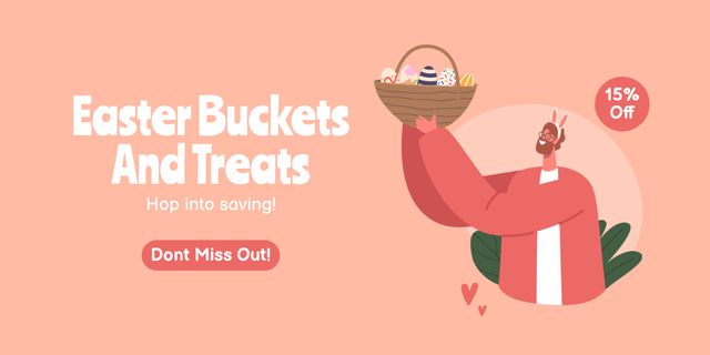 Offer of Easter Holiday Buckets and Treats Twitterデザインテンプレート