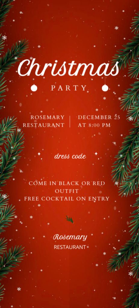 Christmas Holiday Party Announcement on Red Invitation 9.5x21cm – шаблон для дизайну