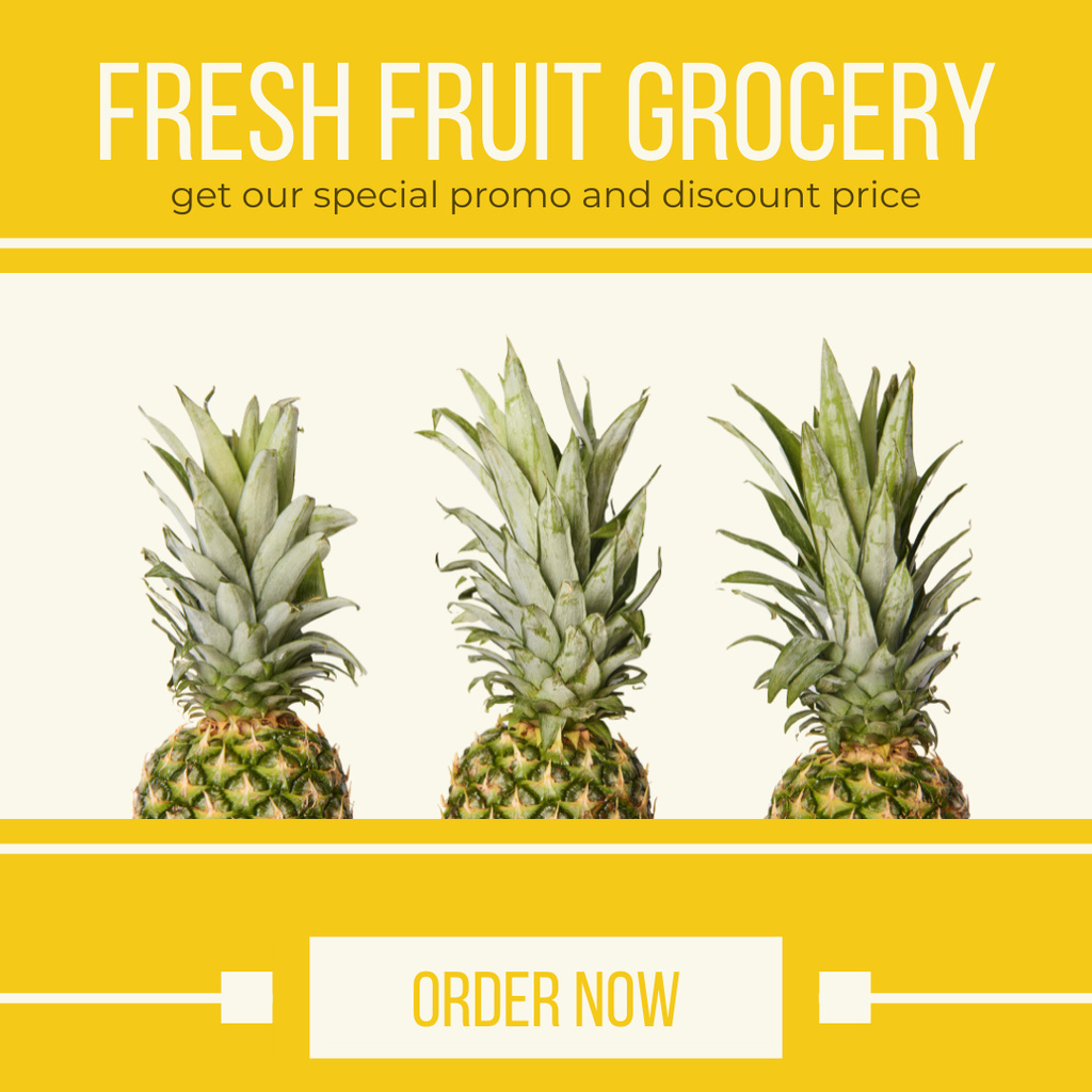 Special Discount For Fruits Grocery With Pineapple Instagram tervezősablon