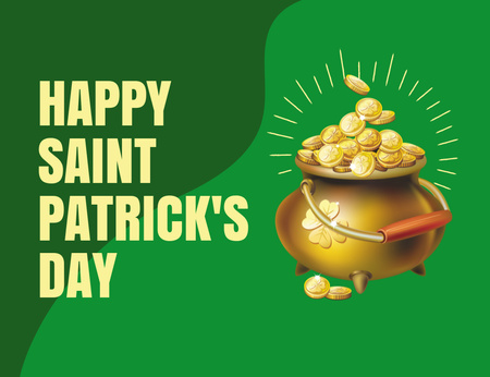 Ontwerpsjabloon van Thank You Card 5.5x4in Horizontal van Happy St. Patrick's Day met Pot of Gold