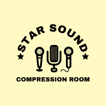 Recording Studio Advertisement with Microphones Logo Design Template