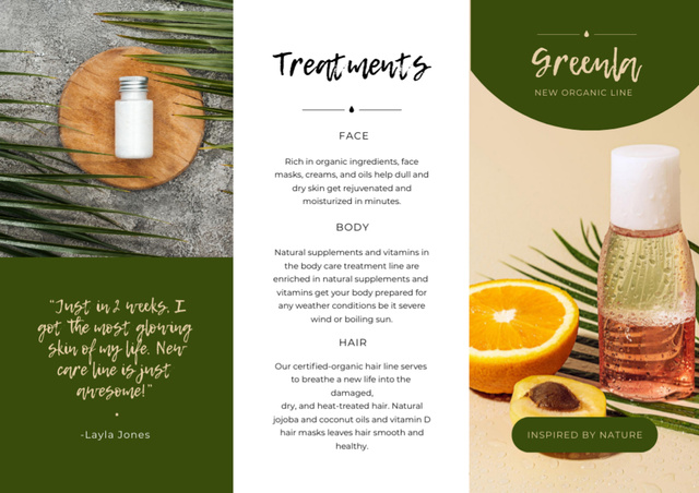Natural Cosmetics Overview with Oil Brochure Din Large Z-fold Šablona návrhu