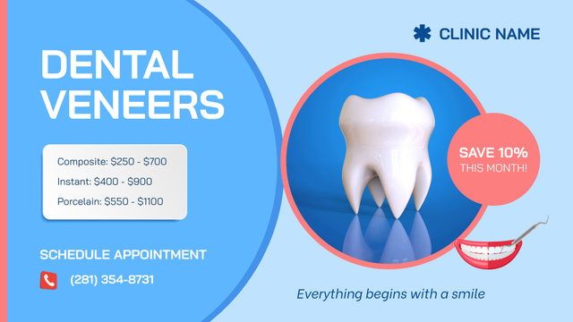 Dental Veneers In Clinic With Discount Offer Full HD video Design Template