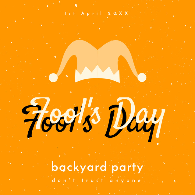April Fool's Day Party Advertising with Jester Hat Instagram Modelo de Design