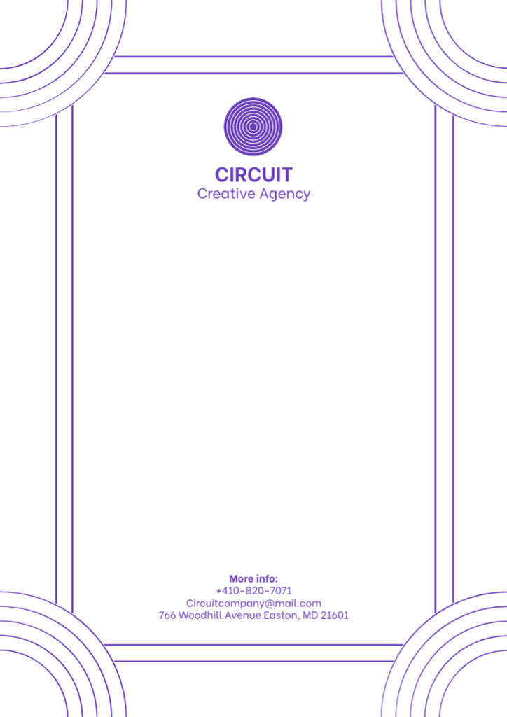 Empty Blank with Purple Circle Letterhead Design Template