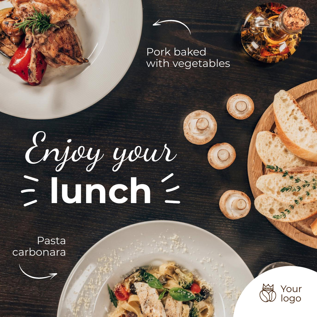 Pasta Carbonara Dish Offer Instagram Design Template