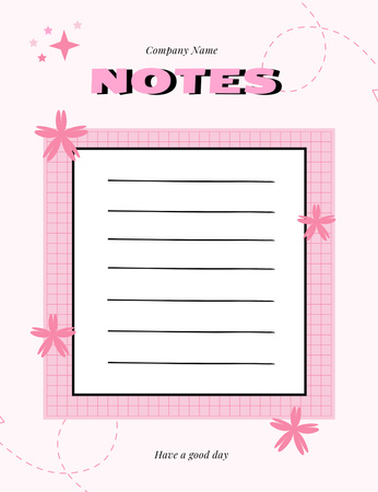 Pink Planner with Abstract Flowers Notepad 107x139mm Design Template