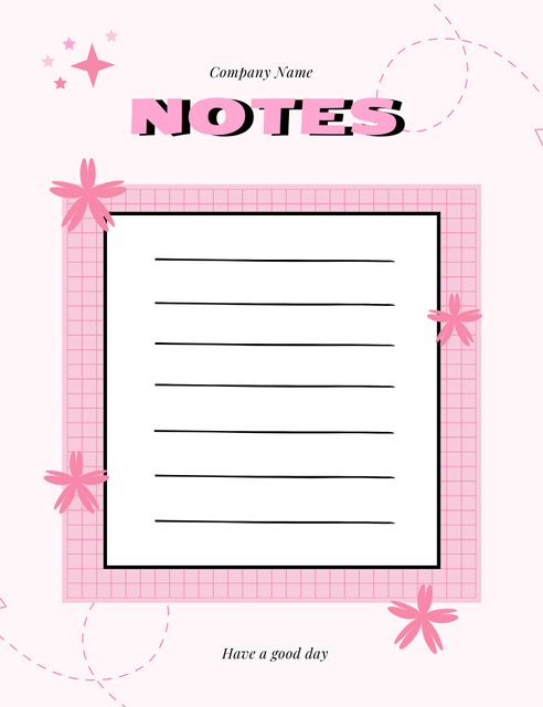 Plantilla de diseño de Pink Notes with Abstract Flowers And Organizer Notepad 107x139mm 