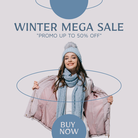 Promo Discounts for Mega Winter Sale Instagram Design Template