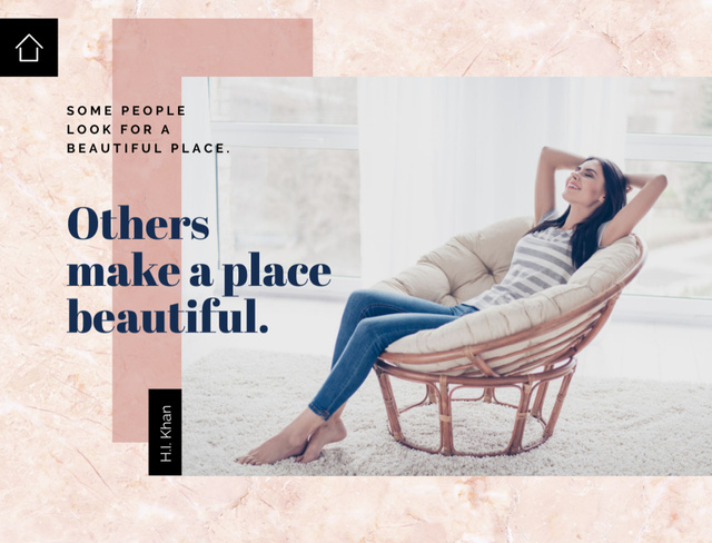 Woman Relaxing In Cozy Armchair at Home Postcard 4.2x5.5in – шаблон для дизайну