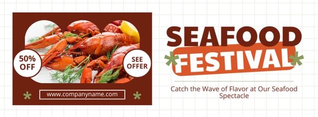 Ontwerpsjabloon van Facebook cover van Seafood Festival Ad with Delicious Shrimps
