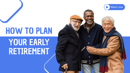 Making Retirement Plan with Friendly Old Men Youtube Thumbnail Design Template