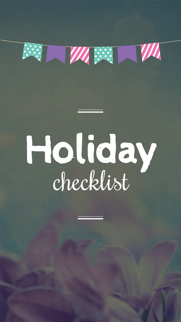 Designvorlage Holiday Checklist ad with Purple Flowers für Instagram Story
