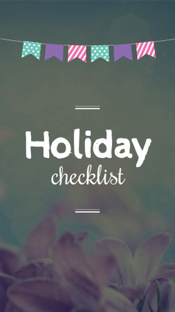 Holiday Checklist ad with Purple Flowers Instagram Story Design Template