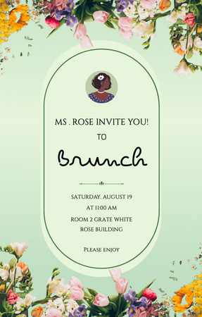 Personal Announcement of Brunch Invitation 4.6x7.2inデザインテンプレート