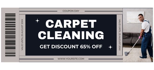 Black Man is Cleaning Carpet Coupon 3.75x8.25in Design Template