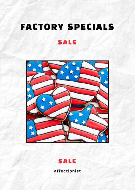 USA Independence Day Cookies Sale Announcement Postcard A6 Vertical Modelo de Design