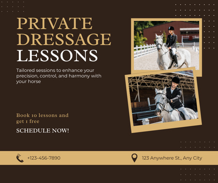 Private Dressage Lessons With Jockey Offer Facebook Design Template