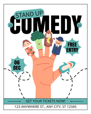 Comedy Show Announcement with Cute Characters Instagram Post Vertical Design Template