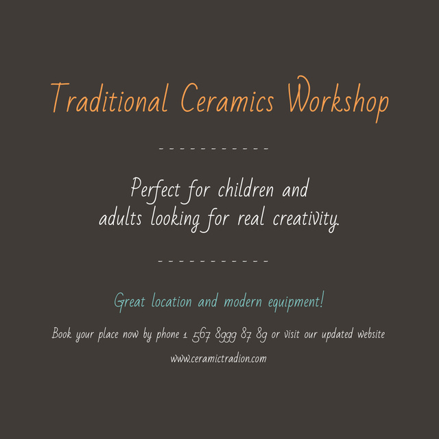 Designvorlage Traditional Ceramics Workshop für Instagram