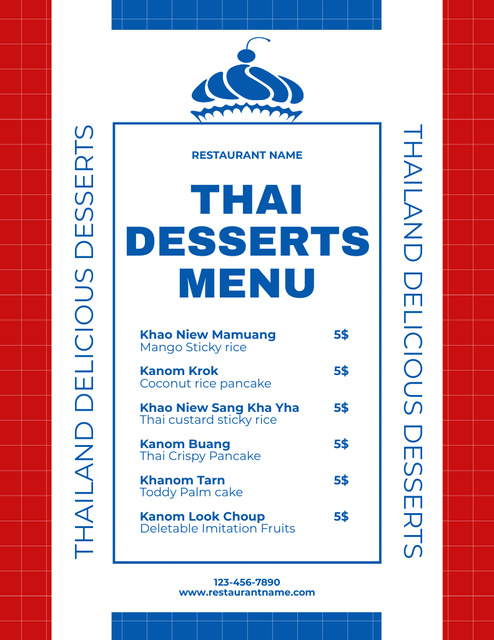 Modèle de visuel Various Thai Dessert Offer - Menu 8.5x11in
