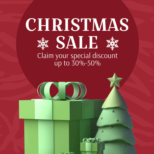 Christmas Sale Magenta Green Instagram ADデザインテンプレート