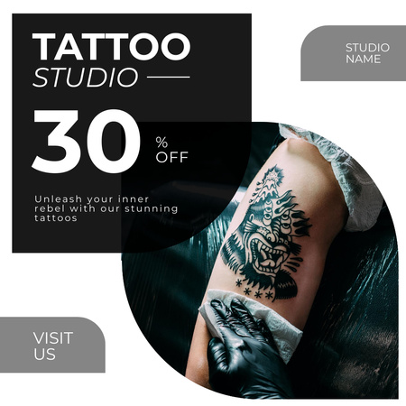 Stunning Tattoo Studio Service With Discount And Sample Instagram Design Template