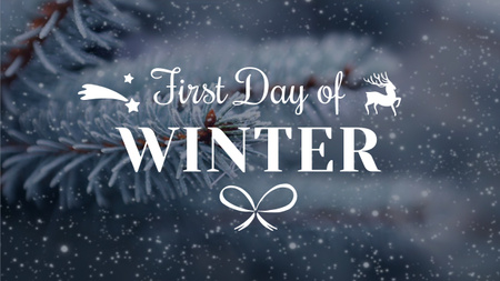 Winter Greeting with Frozen Fir Tree Branch Youtube Modelo de Design