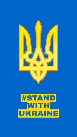 Stand with Ukraine Phrase in National Flag Colors Blue and Yellow Instagram Story Design Template