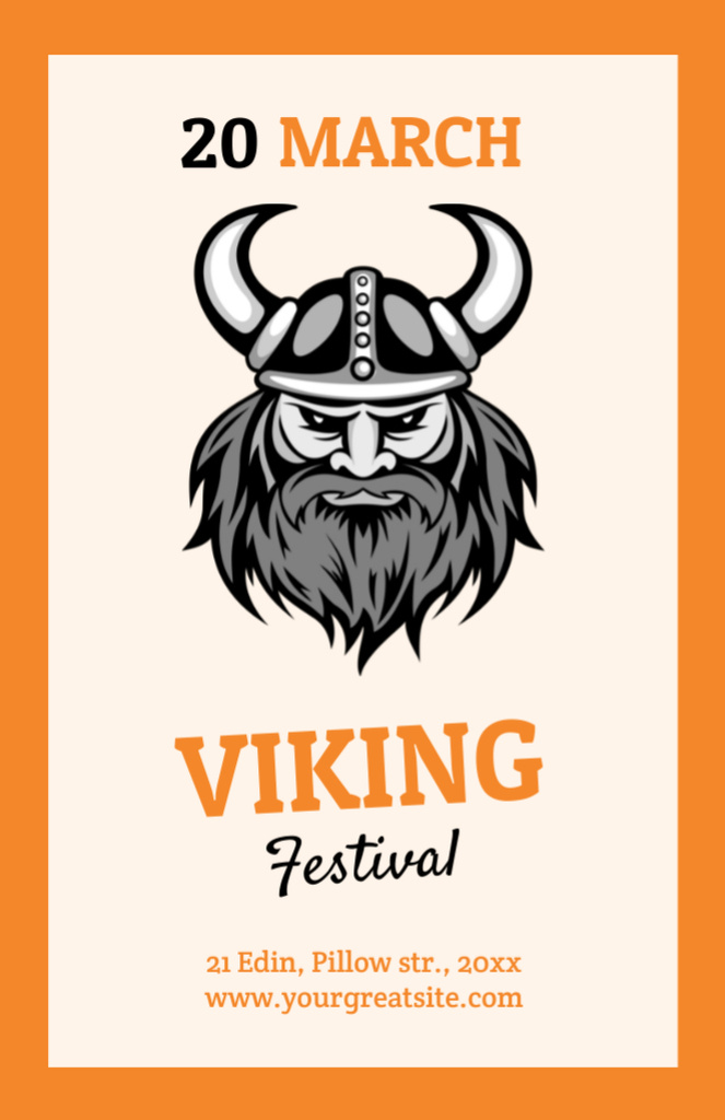 Ontwerpsjabloon van Flyer 5.5x8.5in van Viking Festival Announcement with Viking in Helmet