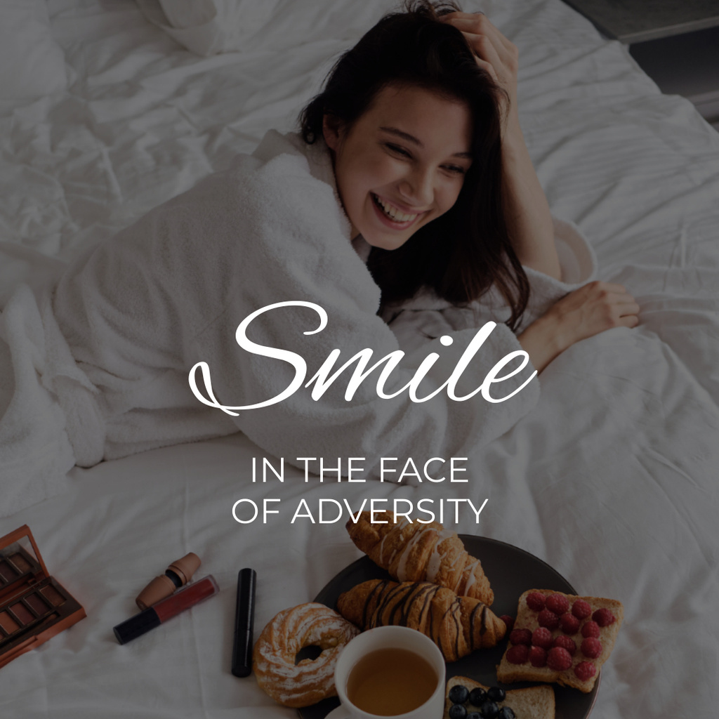 Girl enjoying Breakfast in Bed Instagram – шаблон для дизайну