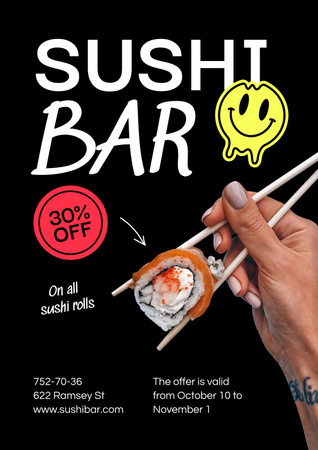 Ontwerpsjabloon van Poster van Sushi Bar Discount Ad