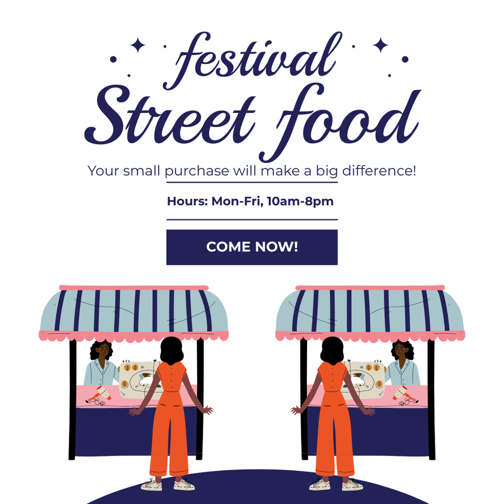 Designvorlage Festival of Street Food with Counters für Instagram