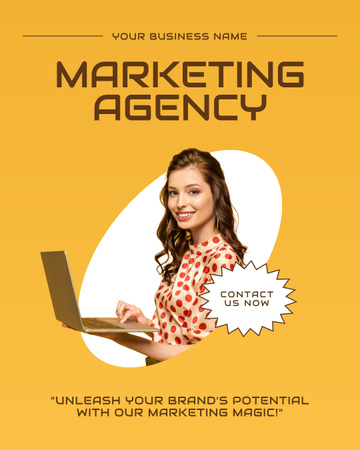 Marketing Agency Services with Beautiful Businesswoman Instagram Post Vertical – шаблон для дизайну