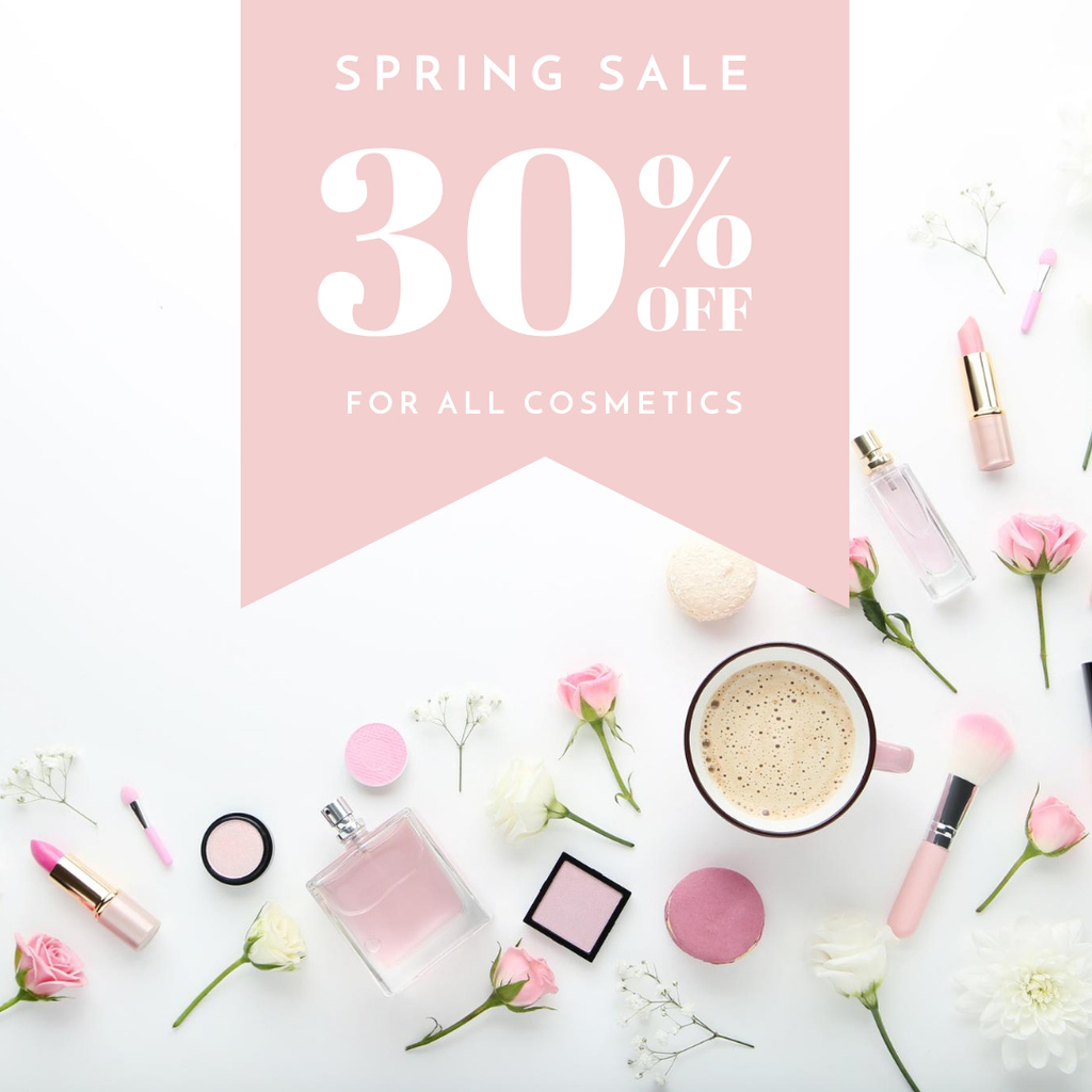 Plantilla de diseño de Spring Sale of Whole Collection of Cosmetics Instagram 